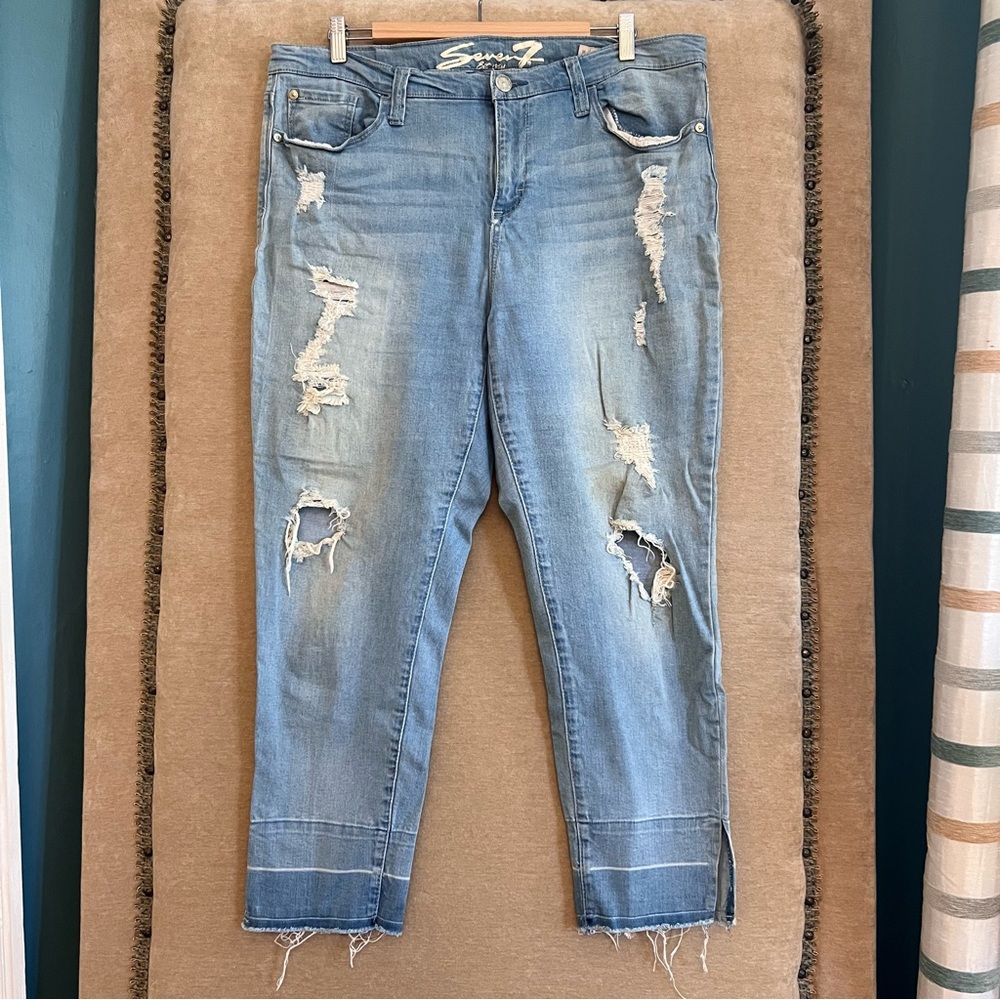 SEVEN7 Distressed Destroyed Skinny Plus Size Jeans